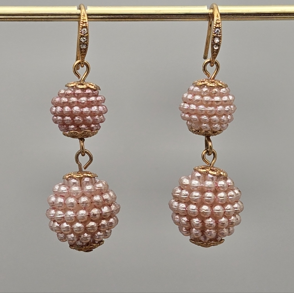 ✨2/$10✨ Gold and Pink Beaded Drop faux Pearl Earrings